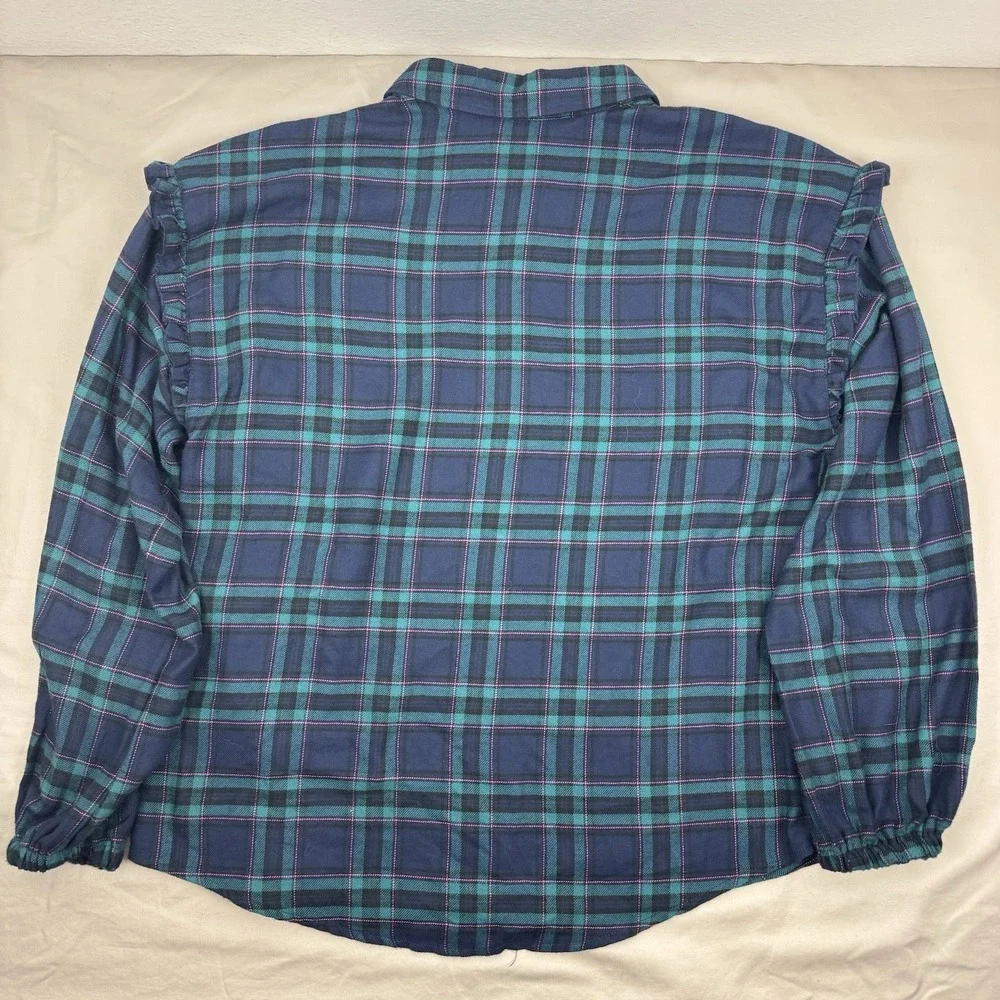 CANDACE CAMERON BURE Womens Long Sleeve Button Flannel‎ Shirt Top Blouse - S